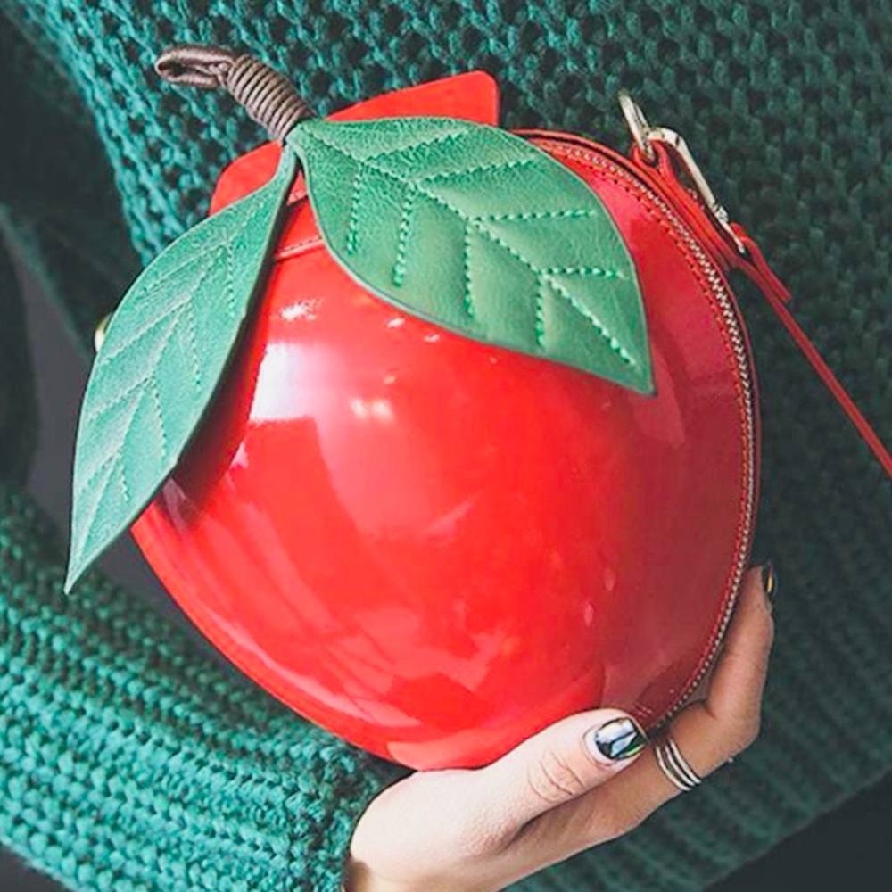 Red Apple-Shaped Women's Bag